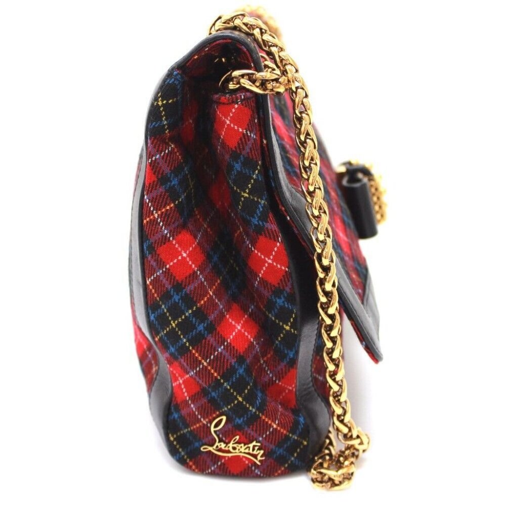 CHRISTIAN LOUBOUTIN Sweet Charity Checkered Shoulder Bag Red - Picture 10 of 14